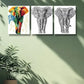 3pcs  Stylized elephant Art Painting Metal Print Ready to Hang Art