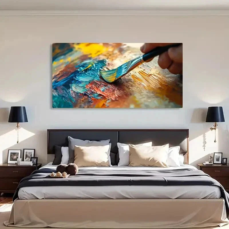 Abstract Brushstroke Vibrant Wall Art Canvas Office Home Room Framed 120x60cm