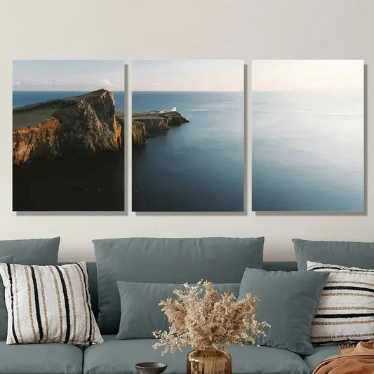3pcs  Cape Nistor lighthouse painting Metal Print Ready to Hang Art