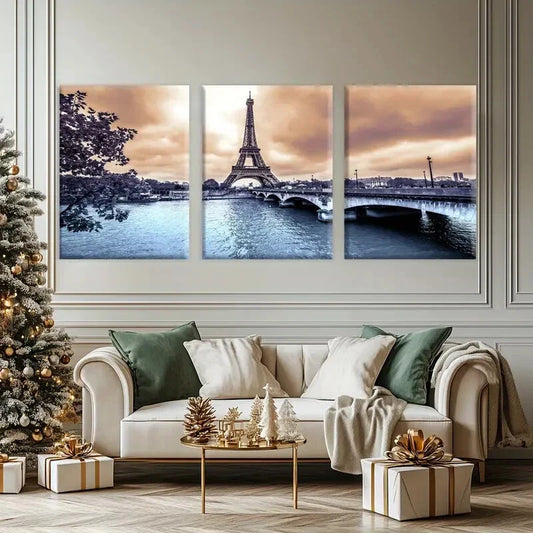 3pcs Iron Tower Poster, Painting Metal Print Ready to Hang Art