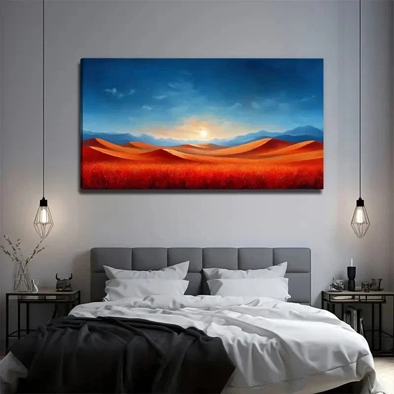 Desert Sunrise Suitable Wall Art Canvas Office Home Room Framed 120x60cm