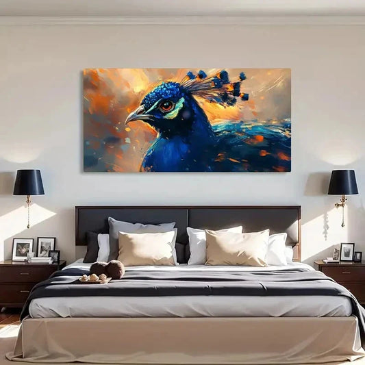 Peacock Artistic Feather Décor Wall Art Canvas Office Home Room Framed 120x60cm
