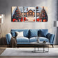 3pcs   Snowy Day, Christmas, Christmas Tree  Wall Art Set Canvas Framed 40x60cm - High Quality Print 100% Australian Made Wall Canvas Ready to Hang