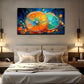 Impressive Orange Cut Wall Art Canvas Office Home Room Framed 80x45cm