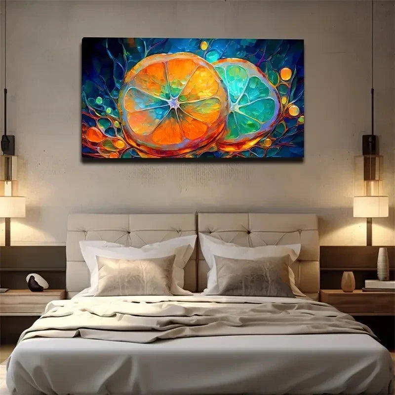 Impressive Orange Cut Wall Art Canvas Office Home Room Framed 80x45cm
