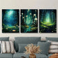 3pcs Fantasy landscape of a stream in the moon Metal Print Ready to Hang Art