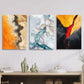 3pcs Marble Texture, Lava & Glacier Design Metal Print Ready to Hang Art