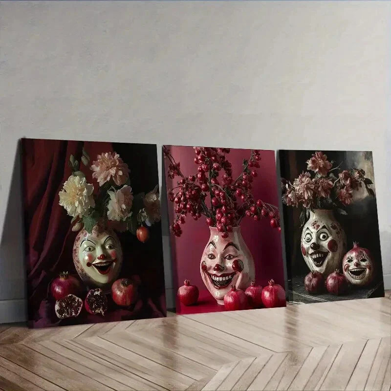 3pcs A vase with carved faces Wall Art Set Canvas Framed 40x60cm - High Quality Print 100% Australian Made Wall Canvas Ready to Hang