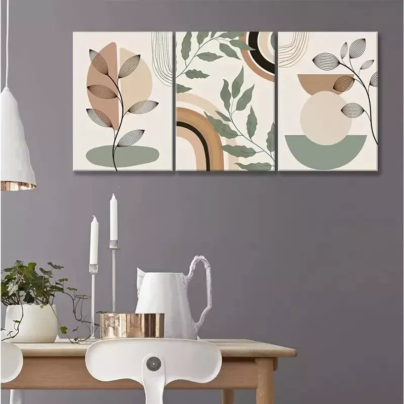 3pcs Abstract Sage Green Bohemian Canvas Framed 40x60cm - High Quality Print 100% Australian Made Wall Canvas Ready to Hang