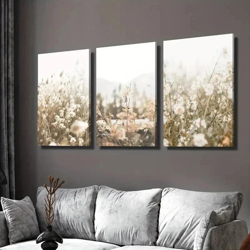 3pcs Scandinavian Countryside Landscape Wall Art Set Canvas Framed 40x60cm - High Quality Print 100% Australian Made Wall Canvas Ready to Hang