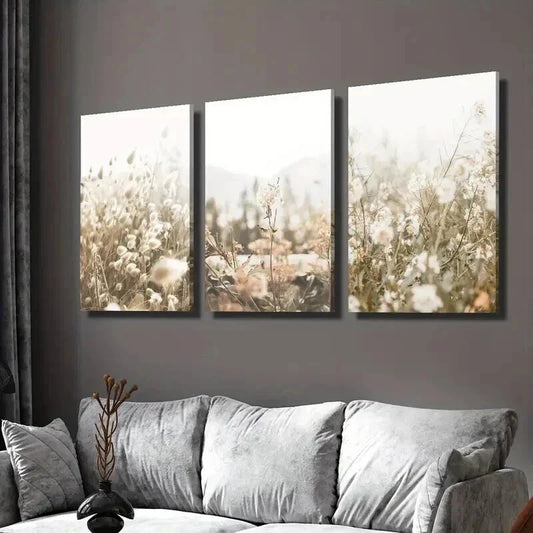 3pcs Scandinavian Countryside Landscape Wall Art Set Canvas Framed 40x60cm - High Quality Print 100% Australian Made Wall Canvas Ready to Hang
