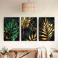 3pcs Environment Atmospheric Abstract Golden Leaf Metal Print Ready to Hang Art