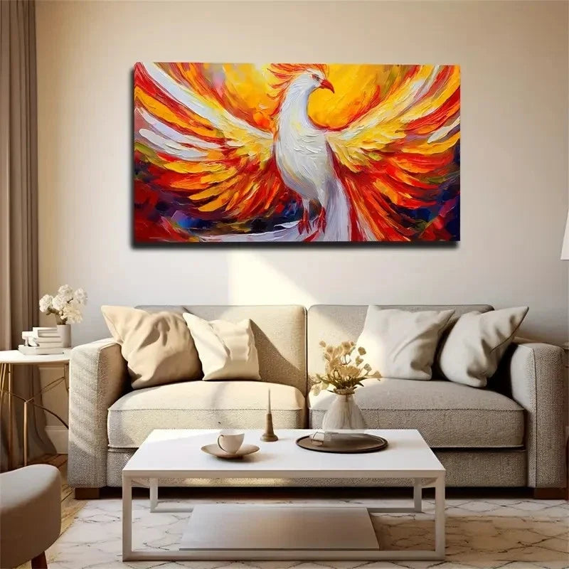Vibrant Phoenix Wall Art Canvas Office Home Room Framed 120x60cm