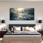 Sunlit Pond Landscape Lotus Wall Art Canvas Office Home Room Framed 120x60cm