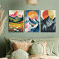 3pcs Sunset Mountain View Metal Print Ready to Hang Art
