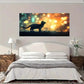 Black Cat Silhouette Wall Art Canvas Office Home Room Framed 120x60cm