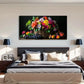 Vibrant Basket Flowers & Grapes Wall Art Canvas Office Home Room Framed 120x60cm