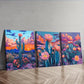 3pcs Surreal cactus, Wall Art Set Canvas Framed 40x60cm - High Quality Print 100% Australian Made Wall Canvas Ready to Hang