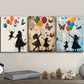 3pcs Little girl and butterfly balloon Wall Art Set Canvas Framed 40x60cm - High Quality Print 100% Australian Made Wall Canvas Ready to Hang