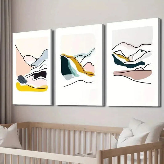3pcs Abstract Mountain Landscape Decor Wall Art Set Canvas Framed 40x60cm - High Quality Print 100% Australian Made Wall Canvas Ready to Hang