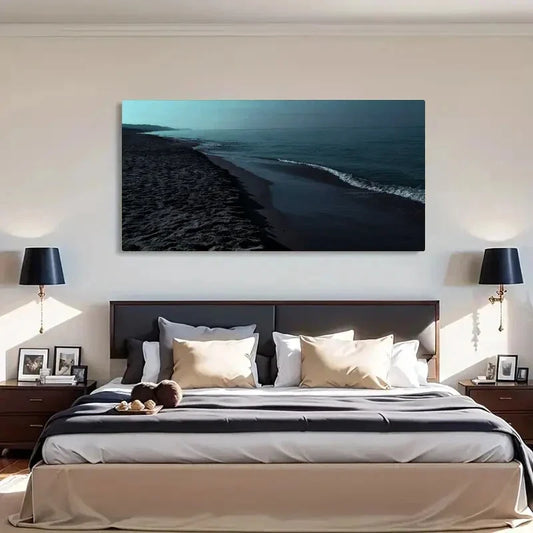 Sea Waves Beach Landscape Wall Art Canvas Office Home Room Framed 120x60cm