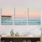 3pcs ocean sunset, coastal beach painting,  Metal Print Ready to Hang Art