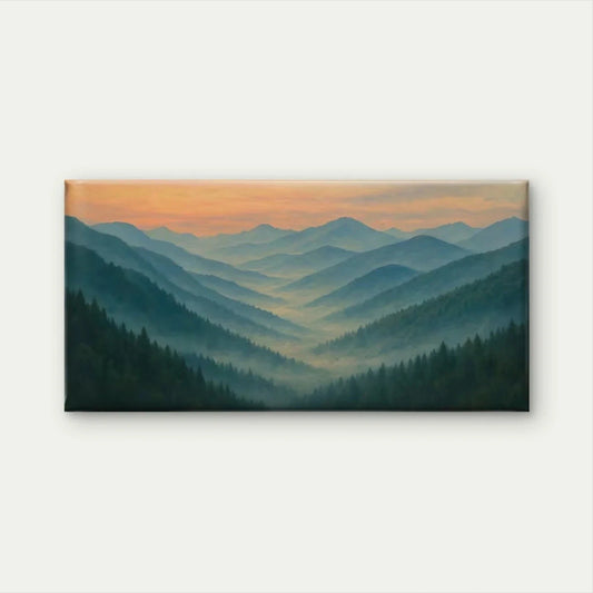 Mountain Valley Landscape Wall Art Canvas Office Home Room Framed 80x45cm