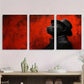 3pcs Vibrant Red & Black Painting Metal Print Ready to Hang Art