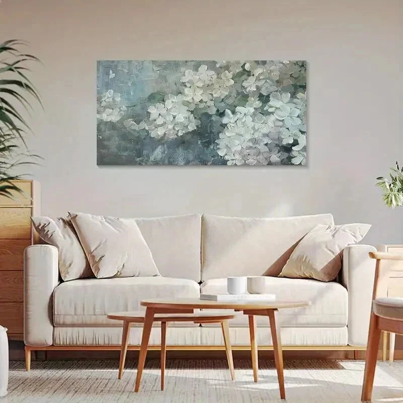 Hydrangea Abstract Flowers Wall Art Canvas Office Home Room Framed 120x60cm