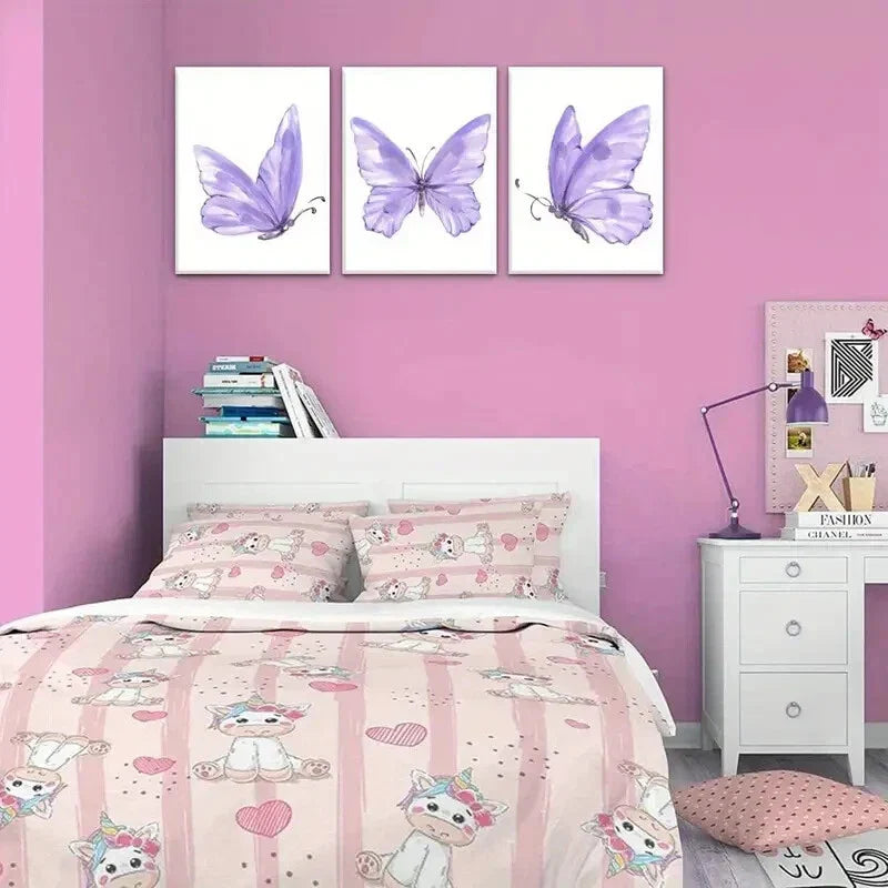 3pcs  Modern Rustic Art Deco Butterfly Metal Print Ready to Hang Art