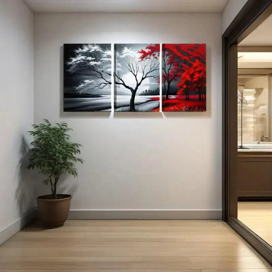 3pcs Abstract Seascape Paintings Metal Print Ready to Hang Art