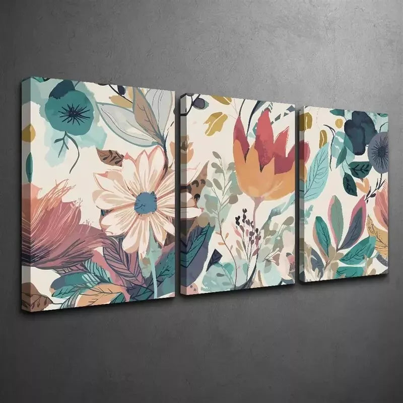 3pcs Botanical Colorful Flower Canvas Framed 40x60cm - High Quality Print 100% Australian Made Wall Canvas Ready to Hang