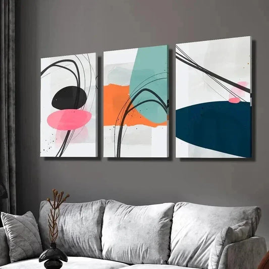 3pcs Abstract Classic Modern Geometric Wall Art Set Canvas Framed 40x60cm - High Quality Print 100% Australian Made Wall Canvas Ready to Hang