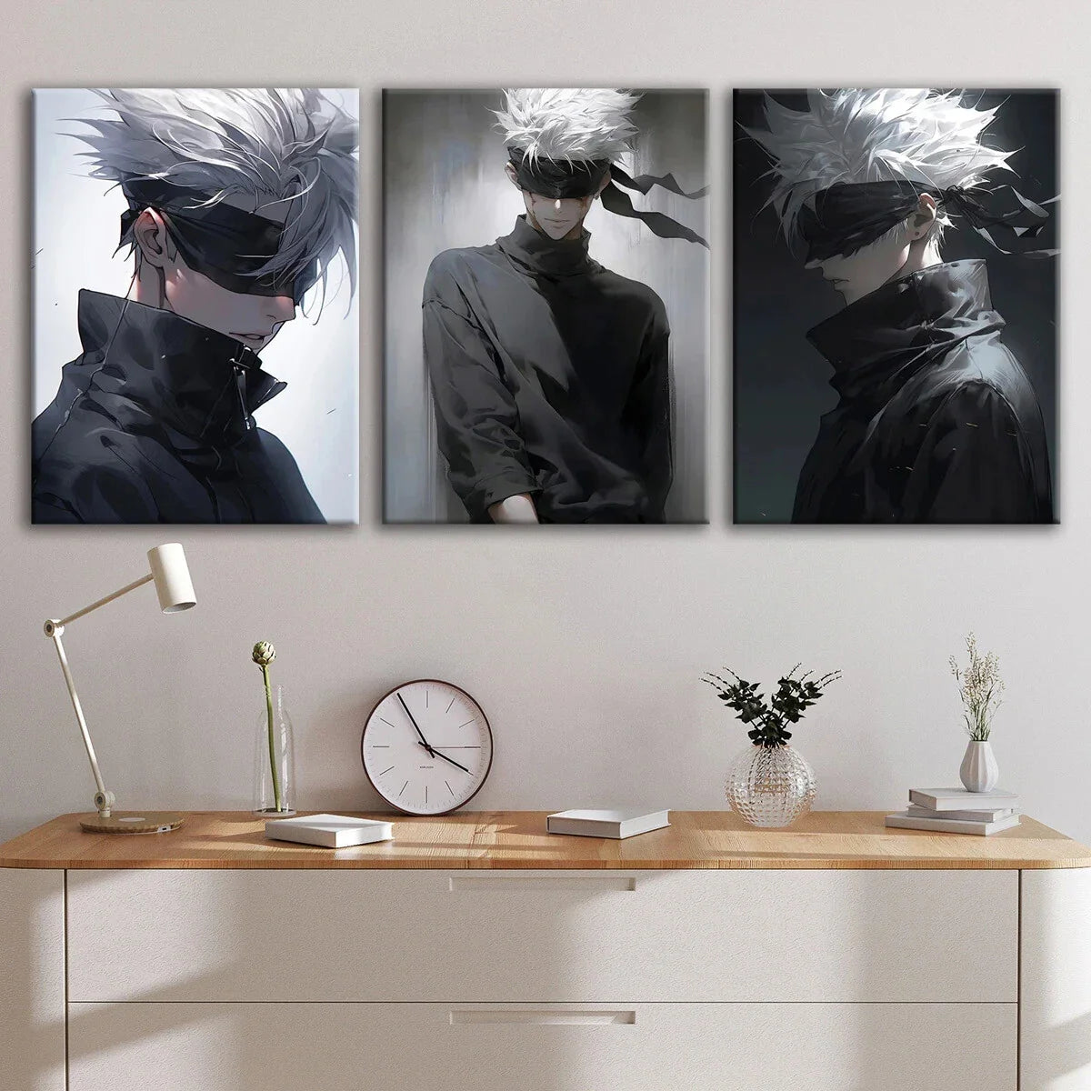 3pcs Handsome Anime Character Spring Summer Theme Metal Print Ready to Hang Art