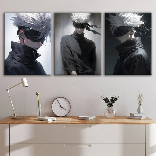 3pcs Handsome Anime Character Spring Summer Theme Metal Print Ready to Hang Art