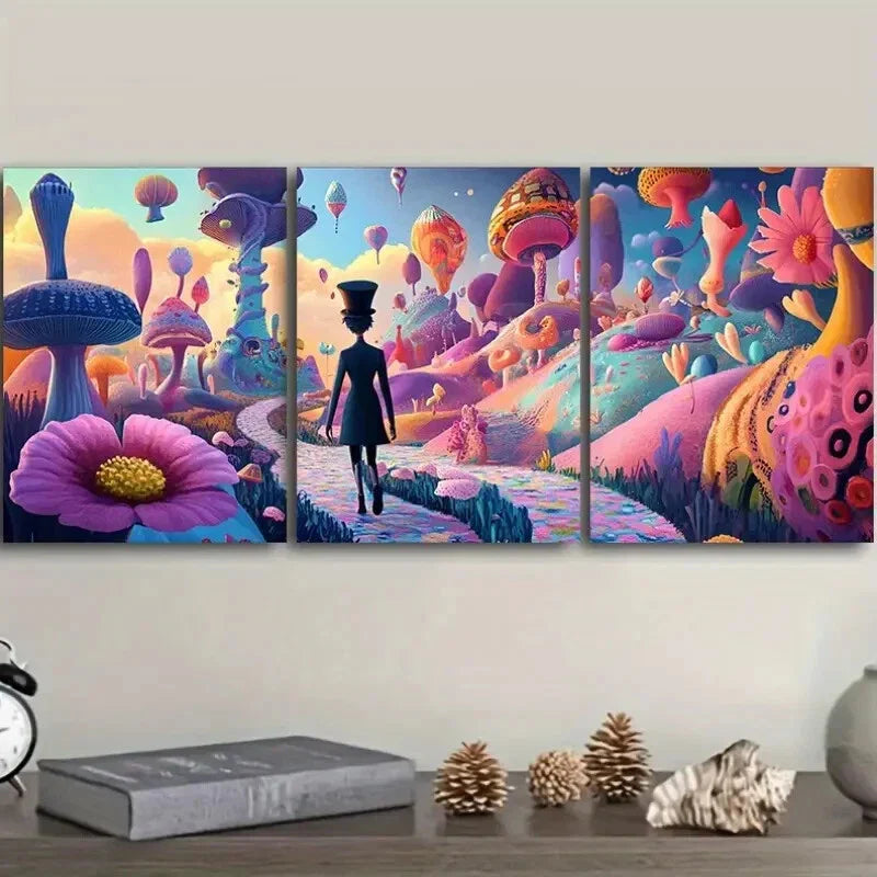 3pcs Strange place Art Painting Metal Print Ready to Hang Art