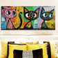3pcs Colorful cats with big eyes  Metal Print Ready to Hang Art
