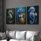 3pcs Seahorse Swimming in Water Wall Art Set Canvas Framed 40x60cm - High Quality Print 100% Australian Made Wall Canvas Ready to Hang