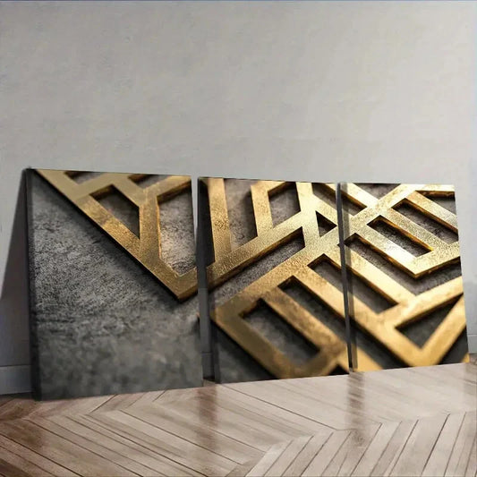 3pcs Complex geometric pattern Wall Art Set Canvas Framed 40x60cm - High Quality Print 100% Australian Made Wall Canvas Ready to Hang