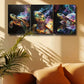 3pcs Colorful Turtle Design with Black Background Metal Print Ready to Hang Art