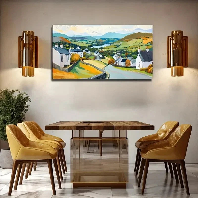 Abstract Fields White House Wall Art Canvas Office Home Room Framed 120x60cm