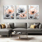 3pcs Elegant Pink & Gray Flower Designs Perfect Wall Art Set Canvas Framed 40x60cm - High Quality Print 100% Australian Made Wall Canvas Ready to Hang