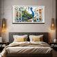 Window Peacock Made Paper Craft Wall Art Canvas Office Home Room Framed 120x60cm