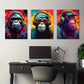 3pcs Funny & Stylish Monkey with Headphones  Metal Print Ready to Hang Art