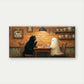 Black Cat & Cute Ghost Wall Art Canvas Office Home Room Framed 80x45cm