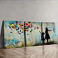 3pcs  Little girl and butterfly balloon Wall Art Set Canvas Framed 40x60cm - High Quality Print 100% Australian Made Wall Canvas Ready to Hang