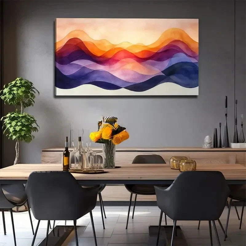Colorful Curved Overlap Wall Art Canvas Office Home Room Framed 120x60cm