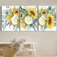 3pcs Farmhouse Art Botanical Flowers Sunflowers Metal Print Ready to Hang Art