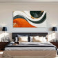 Bold Orange Black White Golden Wall Art Canvas Office Home Room Framed 80x45cm