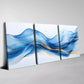 3pcs Beautiful Abstract Blue Gold Line Painting Wall Art Set Canvas Framed 40x60cm - High Quality Print 100% Australian Made Wall Canvas Ready to Hang